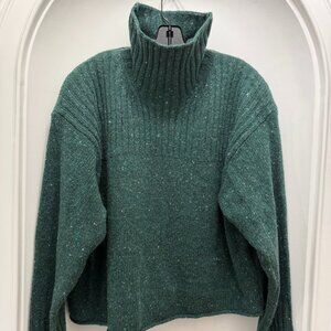 J.Crew Women’s Ribbed turtleneck sweater in donegal wool blend. Oversized fit.